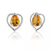 1.25 Carats Pear Shape Citrine Earrings in Sterling Silver