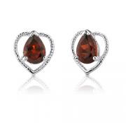 1.75 Carats Pear Shape Garnet Earrings in Sterling Silver