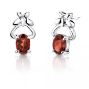 Oval Shape 2.00 Carats Garnet Earrings in Sterling Silver
