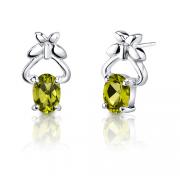 1.50 Carats Oval Shape Peridot Earrings in Sterling Silver