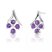 0.75 Carats Round Cut Amethyst Earrings in Sterling Silver
