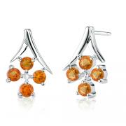 0.75 Carats Round Cut Citrine Earrings in Sterling Silver