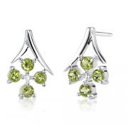 1.00 Carats Round Cut Peridot Earrings in Sterling Silver