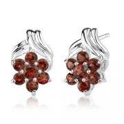 1.25 Carats Round Cut Garnet Earrings in Sterling Silver