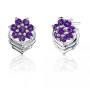 1.00 Carats Round Cut Amethyst Earrings in Sterling Silver