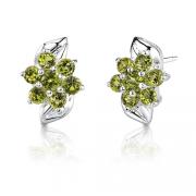 1.00 Carats Round Cut Peridot Earrings in Sterling Silver