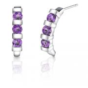 1.50 Carats Round Cut Amethyst Earrings in Sterling Silver