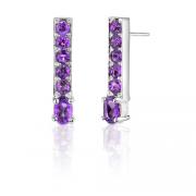 2.00 Carats Oval & Round Cut Amethyst Earrings in Sterling Silver