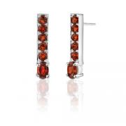 3.00 Carats Oval & Round Cut Garnet Earrings in Sterling Silver