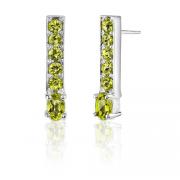 2.25 Carats Oval & Round Cut Peridot Earrings in Sterling Silver