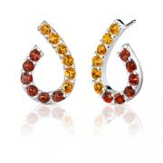 3.50 Carats Round Cut Garnet Citrine Earrings in Sterling Silver
