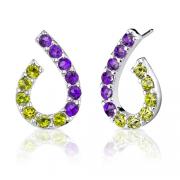 2.75 Carats Round Cut Amethyst Peridot Earrings in Sterling Silver