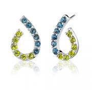 3.25 Carats Round Cut Peridot London Topaz Earrings in Sterling Silver