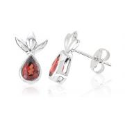 Pear Shape Garnet Earrings Sterling Silver