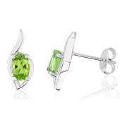 Oval Cut Peridot Earrings Sterling Silver