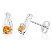 Round Cut Citrine Earrings Sterling Silver