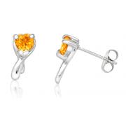 Heart Shaped Citrine Earrings Sterling Silver