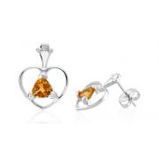 Trillion Cut Citrine Drop Earrings Sterling Silver