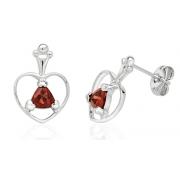 Trillion Cut Garnet Drop Earrings Sterling Silver