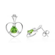 Trillion Cut Peridot Drop Earrings Sterling Silver