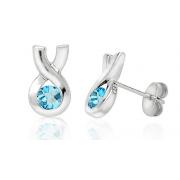 Round Cut Swiss Blue Topaz Earrings Sterling Silver