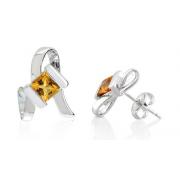 Princess Cut Citrine Earrings Sterling Silver