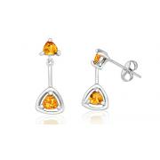 Trillion Garnet/Citrine Dangling Earrings Sterling Silver