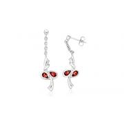 Pear Cut Garnet Dangling Earrings Sterling Silver