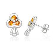 Round Cut Ctrine Three-Stone Earrings Sterling Silver