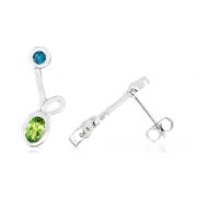 Multicut Peridot London Blue Topaz Drop Earrings Sterling SIlver