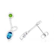 Multicut London Blue Topaz Peridot Drop Earrings Sterling Silver