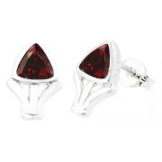 Trillion Cut Garnet Earrings Sterling Silver