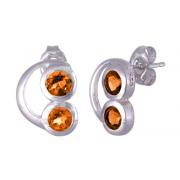 Round Cut Garnet Earrings Sterling Silver