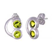 Round Cut Peridot Earrings Sterling Silver