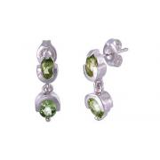 Oval Cut Peridot Drop Earrings Sterling Silver