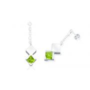 Princess Cut Peridot Dangling Earrings Sterling Silver