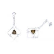Trillion Cut Smoky Quartz Dangling Earrings Sterling Silver