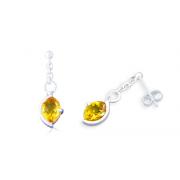 Marquise Cut Citrine Drop Earrings Sterling Silver