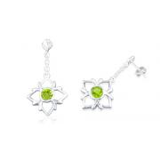 Round Cut Peridot Dangling Earrings Sterling Silver