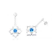 Round Cut Swiss Blue Topaz Dangling Earrings Sterling Silver