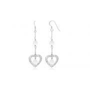 Round White Agate Bead Party Earrings Sterling Silver