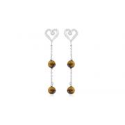 Round Tigereye Party Earrings Sterling Silver