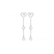 Round White Agate Bead Party Earrings Sterling Silver