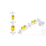 Oval Cut Citrine Drop Earrings Sterling Silver