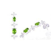 Oval Cut Peridot Drop Earrings Sterling Silver