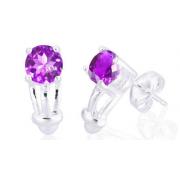 Round Cut Amethyst Earrings Sterling Silver