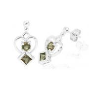 Round Princess Cut Smoky Quartz Drop Earrings Sterling Silver