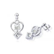 Round Princess Cut White Cz Drop Earrings Sterling Silver