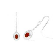 Oval Cut Other Bead Dangling Earrings Sterling Silver