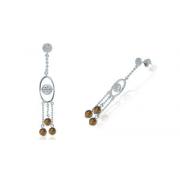 Round Tigereye Bead Chandelier Earrings Sterling Silver